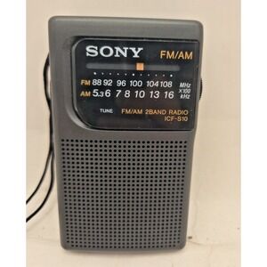 Sony ICF-S10 FM/AM Pocket Radio Portable Black Tested Working Mint Condition